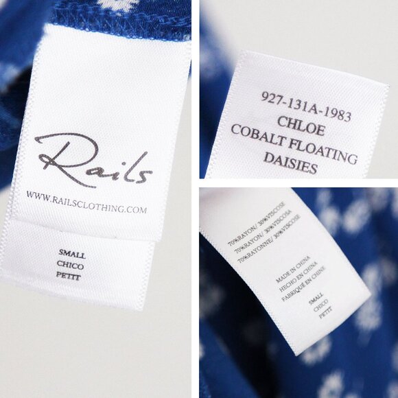 Rails Chloe Cobalt Floating Daisies Romper S Flutter Sleeves Blue Revolve $178 - Picture 13 of 16